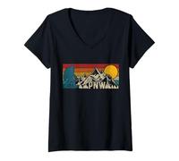 Mujer PNW Pacific Northwest Bigfoot Vintage Nature Camiseta Cuello V
