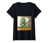Mujer Podcast de Artes Marciales de Kung Fu Talk The Green Dragon Camiseta Cuello V
