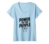 Mujer Poder al Pueblo Espíritu de protesta revolucionaria Camiseta Cuello V