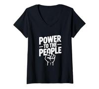 Mujer Poder al Pueblo Espíritu de protesta revolucionaria Camiseta Cuello V
