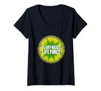 Mujer Poder Base Vegetal, Vegano Camiseta Cuello V