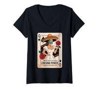 Mujer Poder Chicana: Poderoso, Misterioso, Audaz Camiseta Cuello V