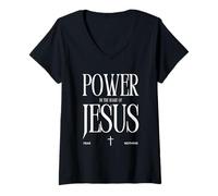 Mujer Poder en el Nombre de Jesús - No Temas a Nada Camiseta Cuello V