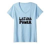 Mujer Poder Latina Mes de la Herencia Hispana Latina Divertido Groovy Camiseta Cuello V