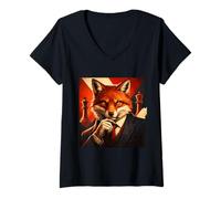 Mujer Poder silencioso de la Mente Maestra estratégica de Fox Camiseta Cuello V