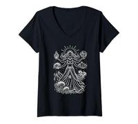 Mujer Poderes de la Diosa Elemental desatados Camiseta Cuello V