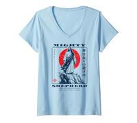 Mujer Poderoso Pastor Jesús Salmo 46:1 Arte Cristiano japonés Camiseta Cuello V