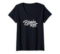 Mujer Podredumbre del Cerebro Divertido Sarcástico Cultura de Internet Texto Minimalista Camiseta Cuello V