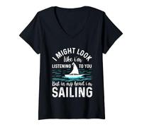 Mujer Podría parecer Que te escucho Pero Estoy navegando Camiseta Cuello V