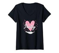 Mujer Poesía Corazón Poeta Escritor Términos Literarios Poesía Amante Arte Camiseta Cuello V
