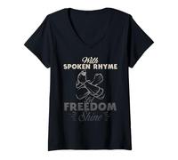 Mujer Poesía Slam Con Rima Hablada Deja Que La Libertad Brille Slam Poesía Camiseta Cuello V
