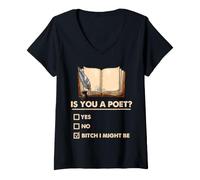 Mujer Poeta Escritor Sassy Poetry Humor Is You A Poet Bookish Cita Camiseta Cuello V