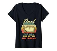 Mujer Poeta Hombre Mito Leyenda Poesía Escritor Literatura Amante Camiseta Cuello V