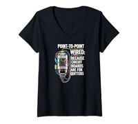 Mujer Point To Point Wired Vacuum Tube Vintage Audio Amp Camiseta Cuello V