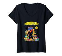 Mujer Poison Dart Frogs Cartoon Retro B Película Cincuenta Ciencia Ficción Espacio Camiseta Cuello V