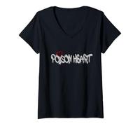 Mujer Poison Heart Graffiti Red Love Urban Art Design Camiseta Cuello V