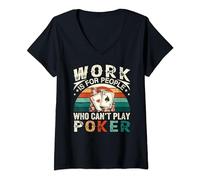 Mujer Poker Jugador Juego de cartas Amante Poker Entusiasta Traje Camiseta Cuello V