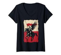 Mujer Polaco Húsar Armadura Guerrero Polska Heritage Power Camiseta Cuello V