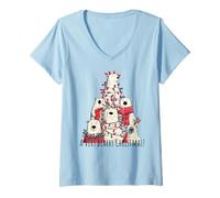 Mujer Polar Bears Loves Xmas Un árbol de Oso de Navidad Muy Bearry Camiseta Cuello V