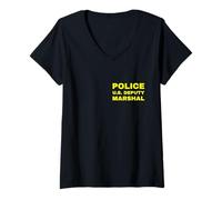 Mujer Police U.S. Deputy Marshal Small Front Print USMS Officer US Camiseta Cuello V