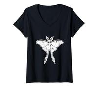 Mujer Polilla Lunar, Insecto Celestial, gótico Vintage, Naturaleza, Luna Camiseta Cuello V