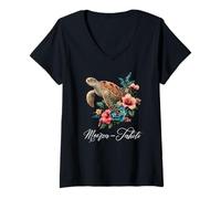 Mujer Polinesia Francesa Moorea Tahiti Camiseta Cuello V