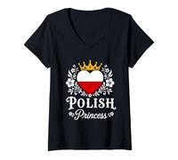 Mujer Polish Princess Poland Flag Proud Polish Girl Camiseta Cuello V