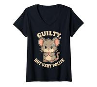 Mujer Polite Guilt Mouse Humor Funny Apology Saying Camiseta Cuello V