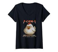 Mujer Pollo Angry Hen F-Caw-F Camiseta Cuello V