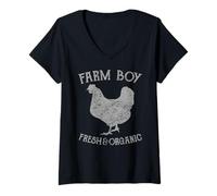 Mujer Pollo campestre Fresco y orgánico de Farm Boy Camiseta Cuello V