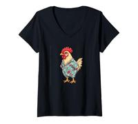 Mujer Pollo de pijama divertido que trae risas a la hora de acostarse Camiseta Cuello V