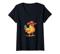 Mujer Pollo divertido en vaquero busca amantes del rodeo y el rancho Camiseta Cuello V