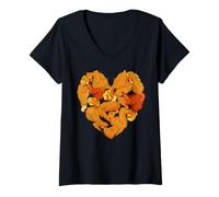 Mujer Pollo frito es mi San Valentín I Love Corazón de pollo frito Camiseta Cuello V