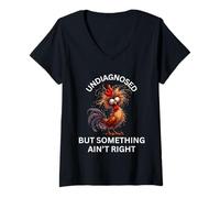 Mujer Pollo y ardilla locos no son correctos sin diagnosticar Camiseta Cuello V
