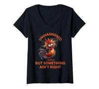 Mujer Pollo y ardilla locos no son correctos sin diagnosticar Camiseta Cuello V
