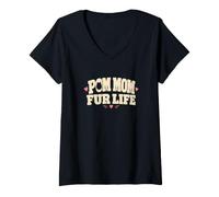 Mujer Pom Mom Fur Life Funny Pomerania Dog Camiseta Cuello V
