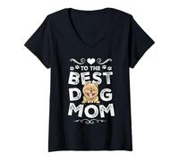 Mujer Pomeranian Best Dog Mom Dogs Lovers Funny Mothers Day Camiseta Cuello V
