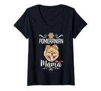 Mujer Pomeranian Mama Dog Lover Puppy Dog Mom Funny Mothers Day Camiseta Cuello V