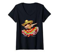 Mujer Poncho Dabbing de niña Mexicana Divertido Cinco de Mayo Camiseta Cuello V