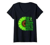 Mujer Poner Fin al estigma Concientización sobre Asuntos de Salud Mental Camiseta Cuello V