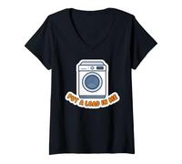 Mujer Poner una Carga en mí Humor Divertido de lavandería Lavadora Camiseta Cuello V