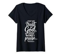 Mujer Pongo mi Confianza en Dios cuya Palabra alabo Salmo 56:3-4 Camiseta Cuello V