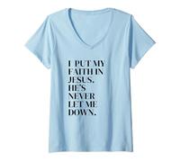Mujer Pongo mi fe en JESÚS Camiseta Cuello V