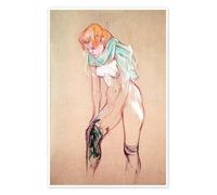 Mujer poniéndose las medias Póster de Henri de Toulouse-Lautrec 90 x 130 cm Beige Cuadros Decoración para la pared