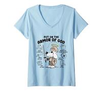 Mujer Ponte la armadura de Dios Guerreros de oración Efesios 6 12-18 Camiseta Cuello V