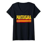 Mujer PONTEVEDRA Ciudad España Vintage Estética Vacaciones de Verano Camiseta Cuello V