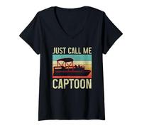 Mujer Pontón Capitán Just Call Me Captoon Vintage Camiseta Cuello V