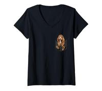 Mujer Poochon Dog In Pocket, Bichpoo, Bichon Poo y Bichon Caniche Camiseta Cuello V