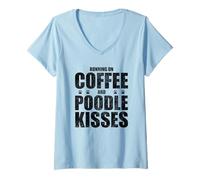 Mujer Poodle Dog Saying Coffee and Boxer Love Dog Dueño Camiseta Cuello V