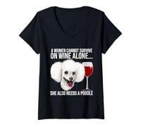 Mujer Poodle Wine Lover Gift For Her Camiseta Cuello V